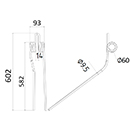 DENT GAUCHE FANEUR 1554330 KRONE ANDAINEUR ADAPTABLE LONG.602 LARG.93 DIAM SPIRE.60 FIL.9,5