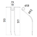 DENT FANEUR ANDAINEUR 600050 NIEMEYER ADAPTABLE LONG.517 LARG.73 DIAM SPIRE.58 FIL.9,5
