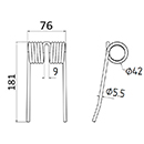 DENT DE PRESSE SR 03020AI0/028 SUPERTINO PICK UP ADAPTABLE LONG.181 LARG.76 DIAM SPIRE.42 FIL.5,5