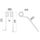DENT GAUCHE FANEUR 0673742 STOLL ANDAINEUR ADAPTABLE LONG.410 LARG.103 DIAM SPIRE.70 FIL.9,5
