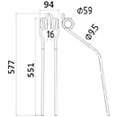 DENT FANEUR ANDAINEUR 162058 FELLA ADAPTABLE LONG.577 LARG.94 DIAM SPIRE.59 FIL.9,5