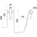 DENT GAUCHE FANEUR 4104611390 LELY ANDAINEUR ADAPTABLE LONG.374 LARG.99 DIAM SPIRE.55 FIL.9