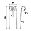 DENT DE PRESSE 0940523200 WELGER PICK UP ADAPTABLE LONG.194 LARG.70 DIAM SPIRE.42 FIL.6