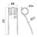 DENT DE PRESSE 700728401 MASSEY FERGUSON PICK UP ADAPTABLE LONG.210 LARG.69 DIAM SPIRE.54 FIL.5,5