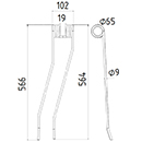 DENT GAUCHE FANEUSE ANDAINEUR EUROMARK ADAPTABLE LONG.566 LARG.102 DIAM SPIRE.65 FIL.9