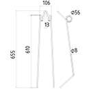 DENT DE HERSE ETRILLE 50400308 CARRE LONG.655 LARG.106 DIAM SPIRE.56 FIL.8