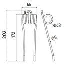 DENT DE PRESSE 458053 SCHUITEMAKER 4580073 PICK UP ADAPTABLE LONG.202 LARG.66 DIAM SPIRE.43 FIL.6