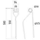 DENT FANEUR ANDAINEUR 600064B NIEMEYER ADAPTABLE LONG.580 LARG.94 DIAM SPIRE.70 FIL.9,5
