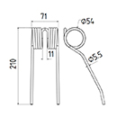 DENT DE PRESSE 700728401 NEW HOLLAND PICK UP ADAPTABLE LONG.210 LARG.71 DIAM SPIRE.54 FIL.5,5