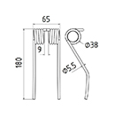 DENT DE PRESSE 6622 ROC PICK UP ADAPTABLE LONG.180 LARG.65 DIAM SPIRE.38 FIL.5,5