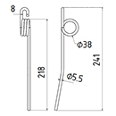 DENT DE RABATTEUR Z102299 JOHN DEERE LONG.241 DIAM SPIRE.38 FIL.5,5