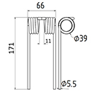 DENT DE PRESSE Z440510GK JOHN DEERE FH324064 UNDEFINED PICK UP ADAPTABLE LONG.171 LARG.66 DIAM SPIRE.39 FIL.5,5