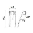 DENT DE PRESSE 270050120 KRONE ADAPTABLE PICK UP LONG.176 LARG.68 DIAM SPIRE.41 FIL.5,5