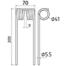 DENT DE PRESSE 0940527000 WELGER PICK UP ADAPTABLE LONG.209 LARG.70 DIAM SPIRE.41 FIL.5,5