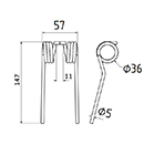 DENT 03041081 MENGELE DENT PICK UP AUTO CHARGEUSE LONG.147 LARG.57 DIAM SPIRE.36 FIL.5