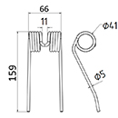 DENT DE PRESSE 804219052 STEYR 14413 3 XST052 RAPID U8025 PICK UP ADAPTABLE LONG.159 LARG.66 DIAM SPIRE.41 FIL.5