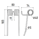 DENT DE PRESSE F42 20566P DION PICK UP ADAPTABLE LONG.183 LARG.80 DIAM SPIRE.40 FIL.5