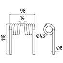 DENT NIVELEUSE MOGETTE LONG.118 LARG.98 DIAM SPIRE.43 FIL.8