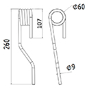 DENT A BETTERAVES ROPA LONG.260 DIAM.SPIRE 60 FIL.9