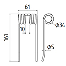 DENT DE PRESSE 87010630 STRAUTMANN PICK UP ADAPTABLE LONG.161 LARG.61 DIAM SPIRE.34 FIL.5