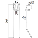 DENT FANEUR PZ180 ZWEEGERS PEZET ANDAINEUR ADAPTABLE LONG.293 LARG.64 DIAM SPIRE.52 FIL.6