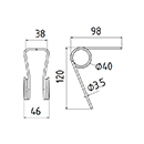 DENT 650903 SUPPORT PALPEUR HAUT.120 LARG.38 DIAM SPIRE.40 FIL.3,5