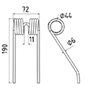 DENT DE PRESSE 84392369 NEW HOLLAND PICK UP ADAPTABLE LONG.190 LARG.72 DIAM SPIRE.44 FIL.6