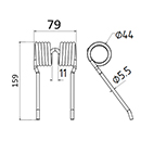 DENT DE PRESSE 84582461 NEW HOLLAND PICK UP ADAPTABLE LONG.159 LARG.79 DIAM SPIRE.44 FIL.5,5