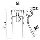 DENT DE PRESSE 278552 9382750 KRONE PICK UP ADAPTABLE LONG.153 LARG.61 DIAM SPIRE.33 FIL.5