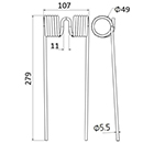 DENT DE PRESSE 85 P 949 GARNIER PICK UP ADAPTABLE GW083 LONG.279 LARG.107 DIAM SPIRE.49 FIL.5,5