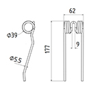 DENT 02128199 MENGELE DENT PICK UP AUTO CHARGEUSE LONG.177 LARG.62 DIAM SPIRE.39 FIL.5,5