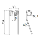 DENT DE PRESSE 9381180 KRONE PICK UP ADAPTABLE LONG.153 LARG.60 DIAM SPIRE.33 FIL.5