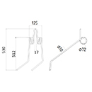 DENT DE SEMOIR GAUCHE K3005750 KUHN LONG.530 LARG.125 DIAM SPIRE.72 FIL.10