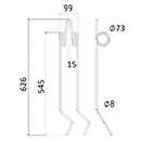 DENT DE SEMOIR K3000790 KUHN LONG.625 LARG.99 DIAM SPIRE.73 FIL.8