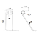 DENT DE SEMOIR DROITE 981421 SULKY LONG.495 LARG.135 DIAM SPIRE.74 FIL.10