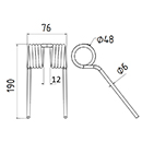 DENT DE PRESSE CC 123562 JOHN DEERE PICK UP ADAPTABLE LONG.190 LARG.76 DIAM SPIRE.48 FIL.6