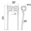 DENT DE PRESSE PICK UP DENT DE PLAGE ADAPTABLE LONG.210 LARG.97 DIAM SPIRE.44 FIL.8
