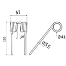 DENT DE PRESSE 2700 14570 KRONE PICK UP LONG.165 LARG.67 DIAM SPIRE.41 FIL.5,5