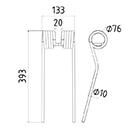 DENT FANEUR 15220461301 AGRAM ADAPTABLE FANEUR ANDAINEUR LONG.393 LARG.133 DIAM SPIRE.76 FIL.10