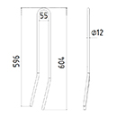 DENT A BETTERAVES GAUCHE HOLMER LONG.604 LARG.79 FIL.12