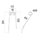 DENT GAUCHE FANEUR 2101876 YLÖ ANDAINEUR ADAPTABLE LONG.391 LARG.117 DIAM SPIRE.60 FIL.9