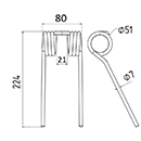 DENT DE PRESSE PDS.DT.7 75 DROUET PICK UP LONG.224 LARG.80 DIAM SPIRE.51 FIL.7
