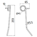 DENT DE RABATTEUR 3594841 CLAAS BAUTZ LONG.237 LARG.158 DIAM SPIRE.47 FIL.5,5
