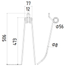 DENT DE HERSE ETRILLE 34560878 JOSKIN ADAPTABLE LONG.506 LARG.77 DIAM SPIRE.56 FIL.8