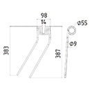 DENT FANEUR DROITE 608140 L COGEAI ANDAINEUR ADAPTABLE LONG.383 LARG.98 DIAM SPIRE.55 FIL.9