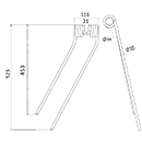 DENT FANEUR GAUCHE A17564 AX JOHN DEER ANDAINEUR ADAPTABLE LONG.523 LARG.116 DIAM SPIRE.56 FIL.10