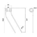 DENT FANEUR DROITE 927122 CLAAS/BAUTZ 38020016 ANDAINEUR ADAPTABLE GIROFANEUR LONG.410 LARG.94 DIAM SPIRE.63 FIL.9,5