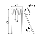 DENT DE PRESSE 87035576 NEW HOLLAND PICK UP ADAPTABLE GW099 LONG.175 LARG.71 DIAM SPIRE.42 FIL.5