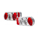 FEU RECTANGLE ARRIERE GAUCHE 6 FONCTIONS 222X100X55MM ENTRAXE 152 REMORQUE ET PL OVALISE CUVELAGE CHROME