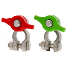 COSSE DE BATTERIE + A PAPILLON PLASTIQUE M10 ROUGE LAITON ETAME